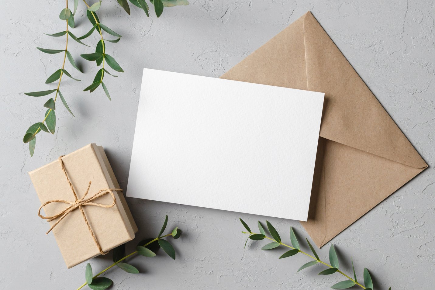 Greeting card mockup with gift